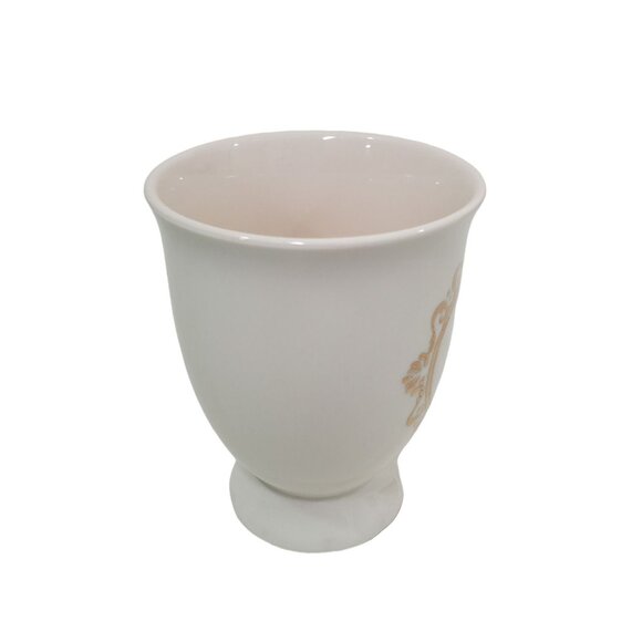 Gold Accent Monogram Initial D Letter Footed Coffee Mug Cup Victorian Style - Picture 5 of 7